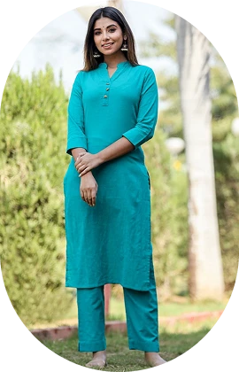 Aqua blue cotton kurti